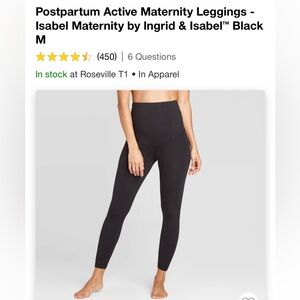 Isabel Maternity Postpartum Leggings - Black Medium (2 pairs)